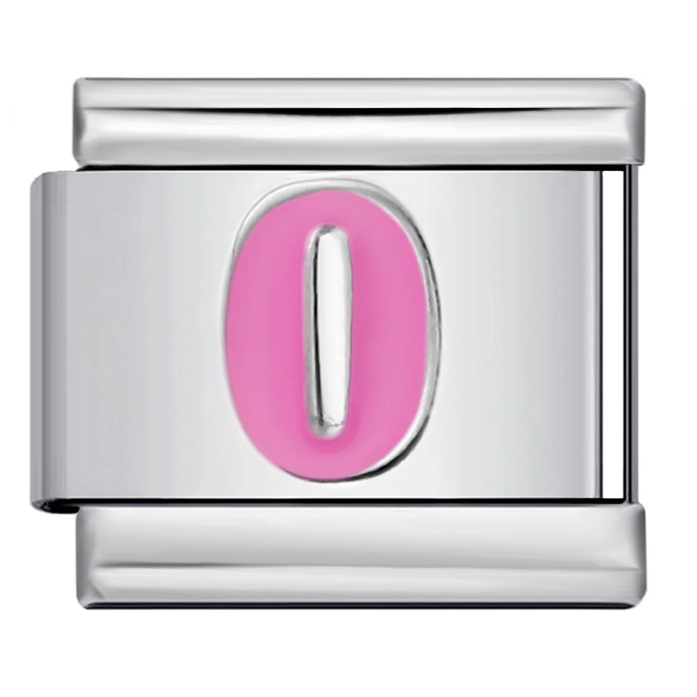 Modisches Rosa Glasiertes Herz Einfache Zahlen 0/1/2/3/4/5/6/7/8/9 Italienische Glieder Passend für 9mm Edelstahl-Charm-Armband DIY Perlen – Detail 2