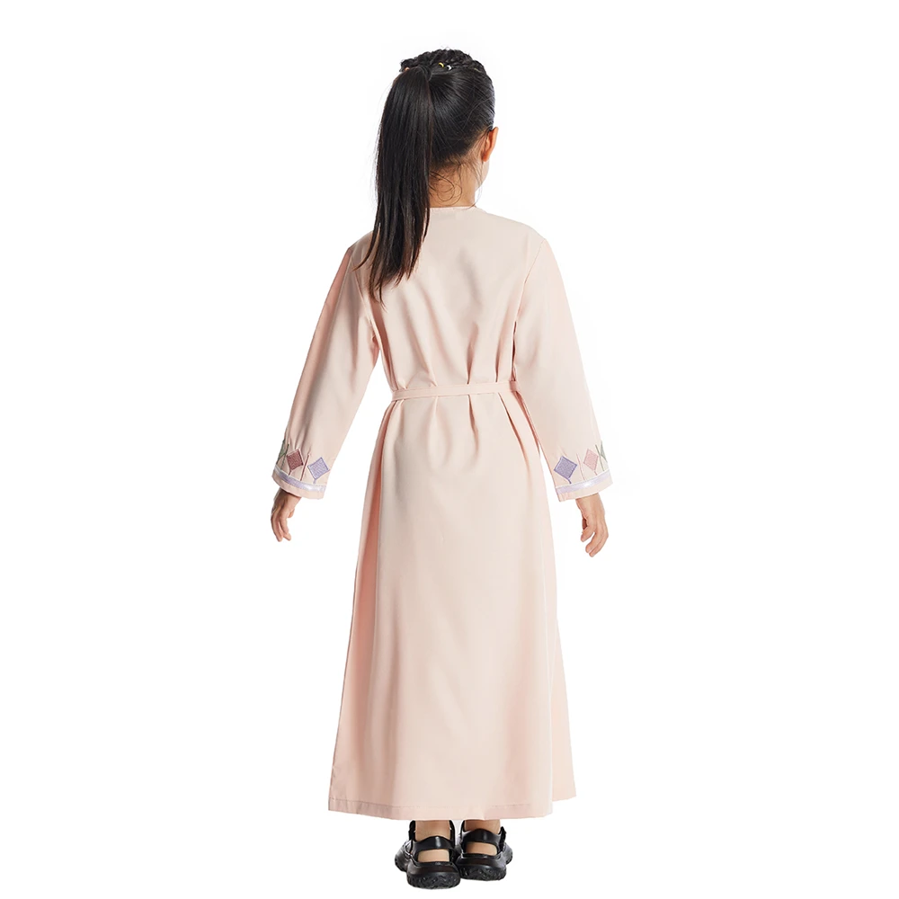 Moroccan Kids Girls Muslim Embroidery Abaya Long Sleeve Maxi Dress Turkey Arabic Kaftan Islamic Prayer Gown Robe Robes Clothing