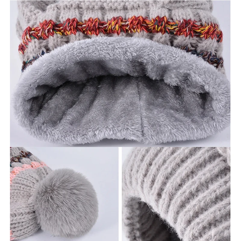 قبعة بالاكلافا النسائية القطيفة المحبوكة وشاح للرقبة شتوي دافئ مسامي مع قناع وجه للرياضات الخارجية #5