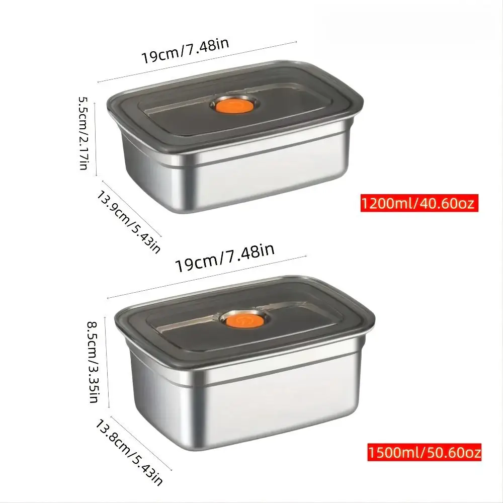 4PCS Stainless Steel Food Containers with Lids Reusable Stackable Leakproof Black Valve Lid Perfect Seal for Fruits Meat Vegetab