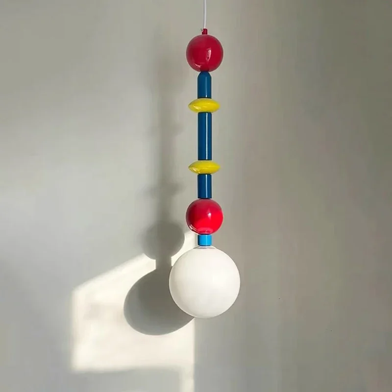 Nordic Macaron Pendant Lamp Memphis Room Pendant Light Designer Creative Glass Ceiling Lamp Children's Room Living Room Lights