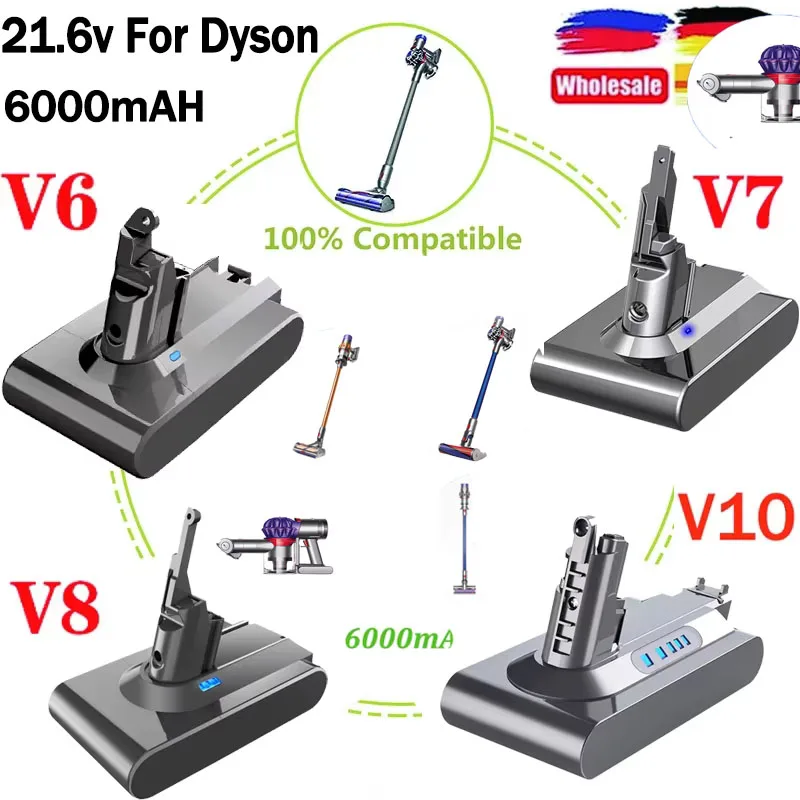 

6000mAh for Dyson V6 V7 V8 V10 Rechargeable Bateria SV10 SV11 SV12 SV09 Vacuum Cleaner Battery DC58 Battery for Sony Battery Cel