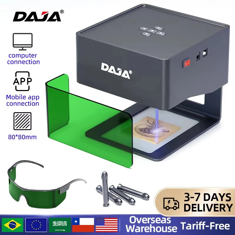 DAJA DJ6 grawer laserowy Mini przenośny Bluetooth DIY maszyna do grawerowania wygraweruj znak malowany drewnem metal akryl szkło skóra
