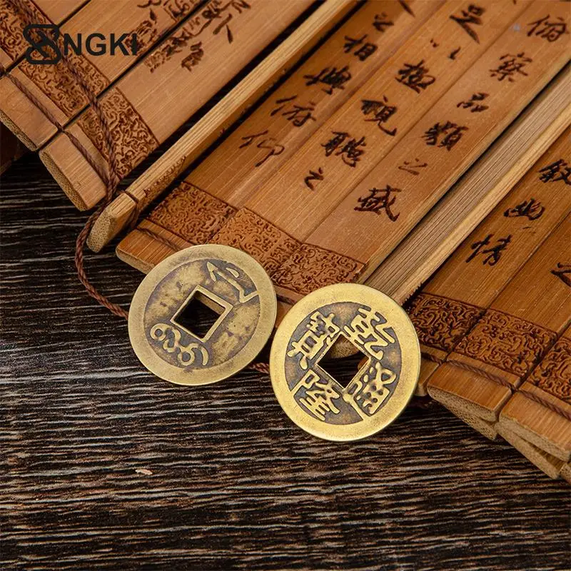 5Pcs Chinese Fortune Coins Feng Shui Coins Antique Fortune Luck Coins Ancient Chinese Dynasty Coin Hole Hanging Decor