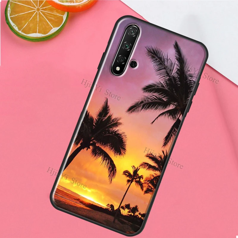 Summer Beach Sunset Palm Tree Case For Huawei P30 Lite P20 P40 Pro Nova 5T P Smart Z 2019 2021 Honor 10 Lite 8X 9X Cover