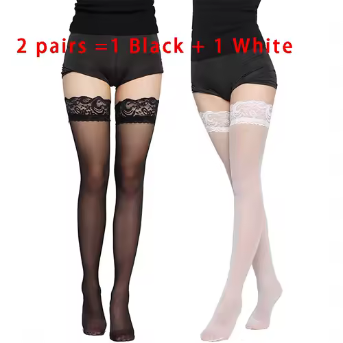 Kave Lace Silicone Anti Slip Thigh Socks Women Black/White Stocking For Women Thigh High Stockings Sexy Long Socks - Image 7