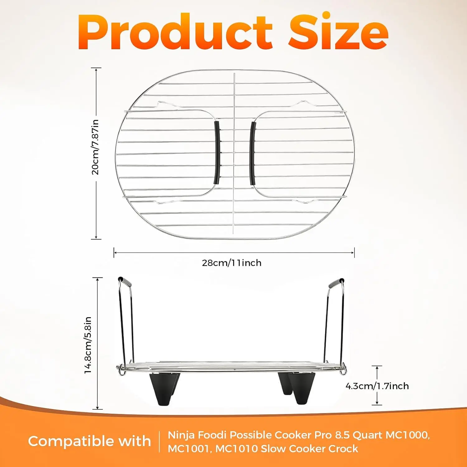 Roast and Steamer Rack Compatible with Ninja Foodi Possible Cooker Pro 8.5 Quart MC1000, MC1001, MC1010 Slow Cooker Crock