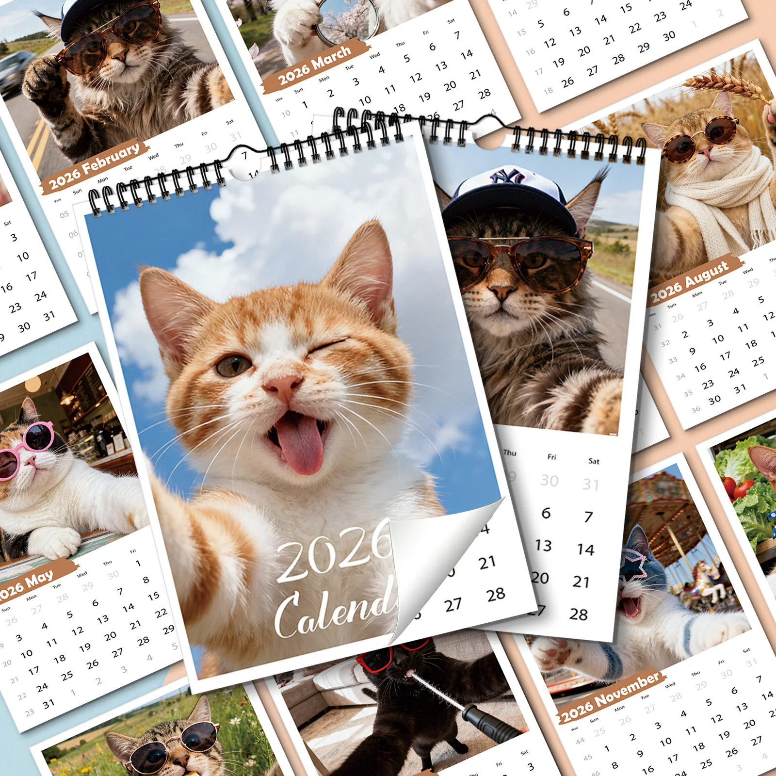 

1PC 2026 Funny and Cute Cat Calendar, Suitable for Home Decoration for Young People,A Quirky and Comforting Gift