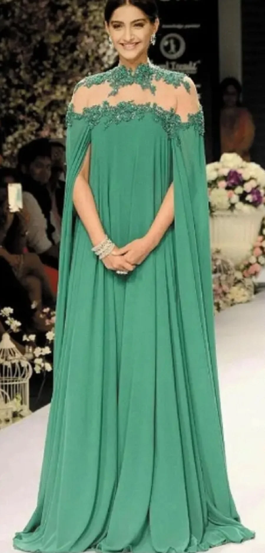 2021 Dubai Caftan Green Prom Dresses Long Chiffon Wraps Lace Applique Modest Evening Gowns A Line Mother Of The Bride Dress robe