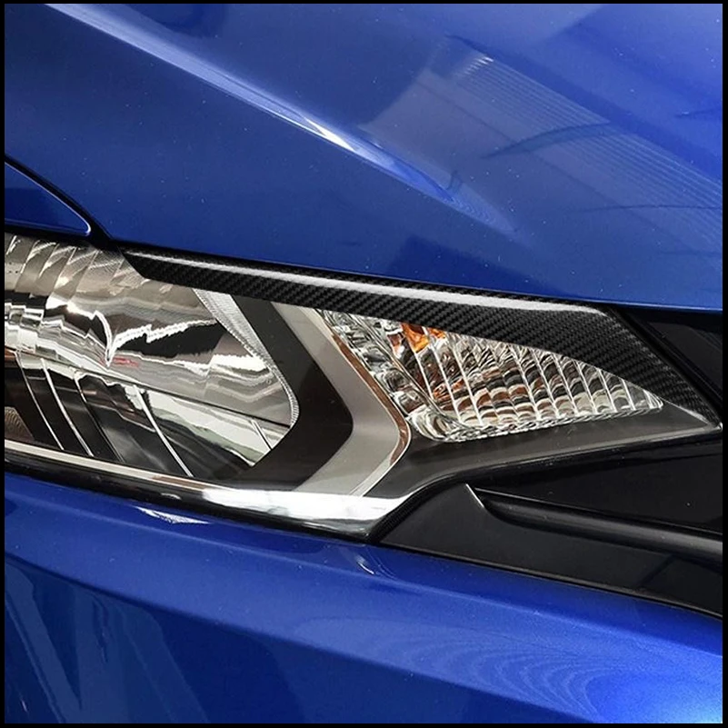 

Car styling For Honda Jazz Fit GK5 2014-2018 Carbon Fiber Headlight Eyelid Eyebrow Decorative Cover Trim Auto Accessories