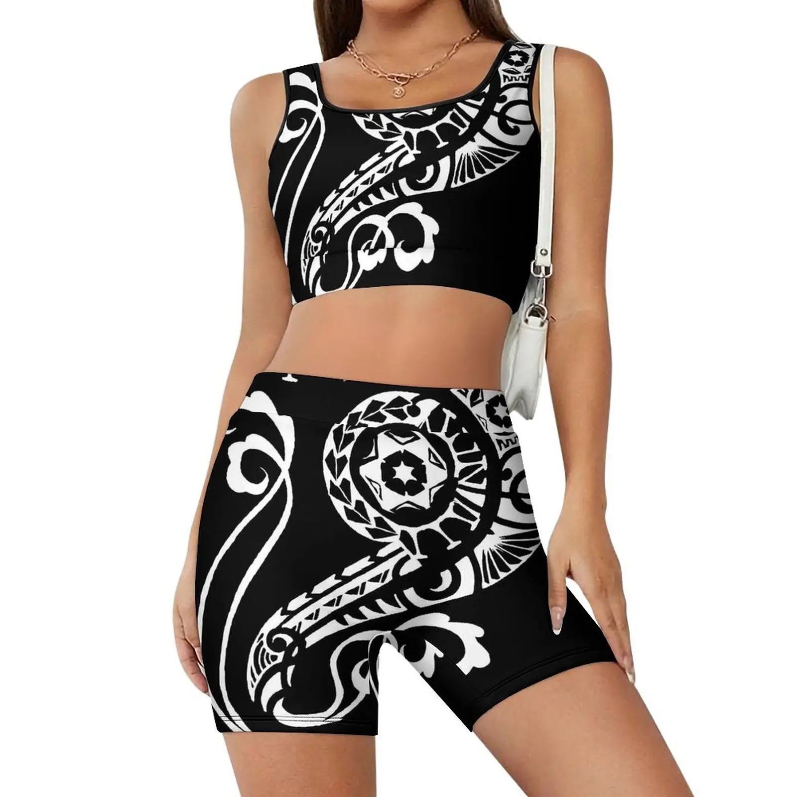 Fiji Island Pattern Slimming Yoga Suit Set High-Quality Pilates Training Suit Can Be Customized With Personalized Patterns