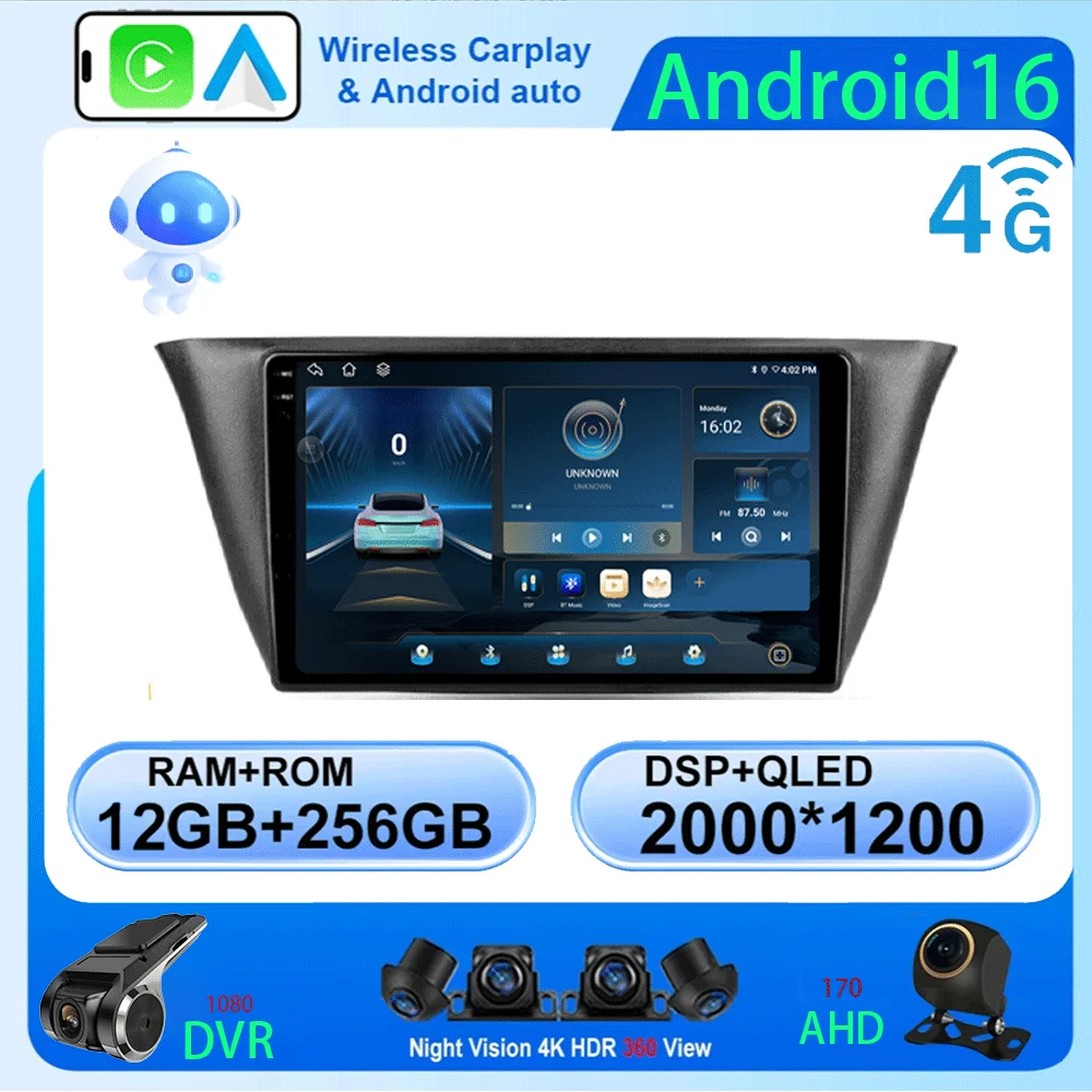LJZN Android 16 WIFI+4G 360 2K 256GB Camera Carplay Auto For Iveco Daily 2013 - 2021 Car Radio Multimedia Player GPS Stereo