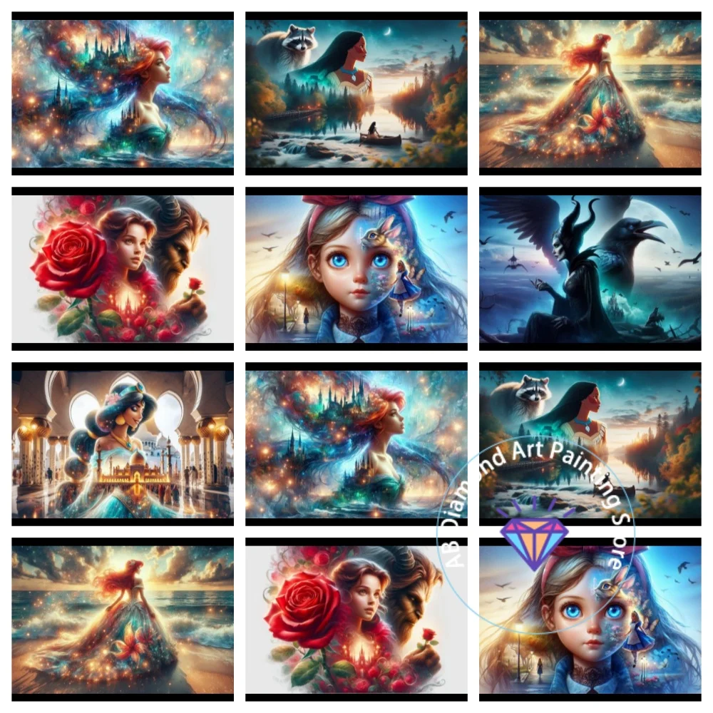 

Princess Fantasy Castle Landscape AB Diamond Painting Kit Square Round Diamond 5D DIY Mosaic Handmade Art Adult Gift Home Decor