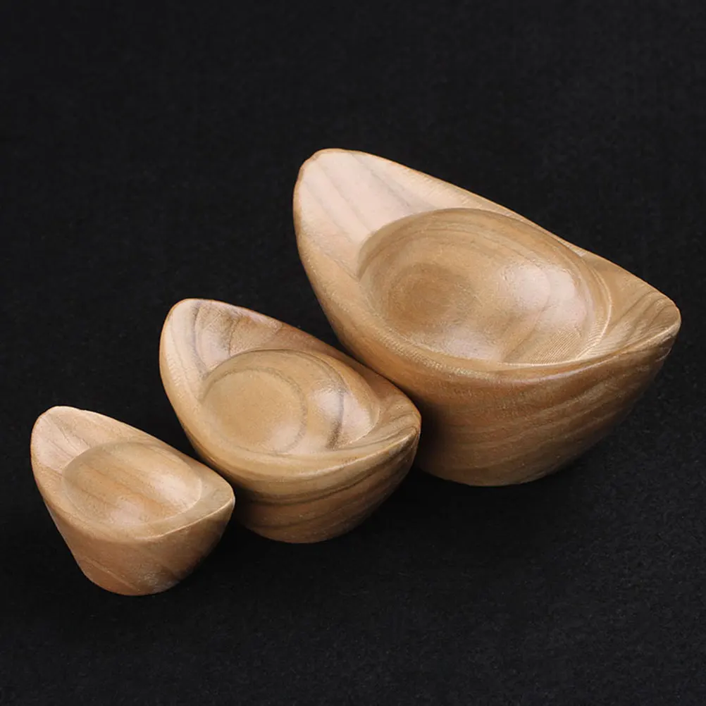 

Wood Carving Ingot Ornament Small Wooden Craft Hand Carved Desk Decoration Unique Creative Home Desktop Adornment