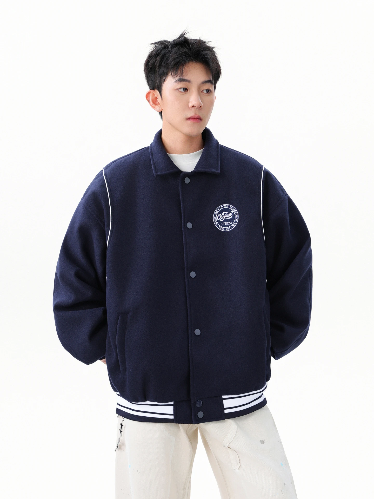 

American Sle Baseball Jaet with Embroidered Letters Casual Loose Fit for Men And Women Autumn Outwear Couple's Jaet