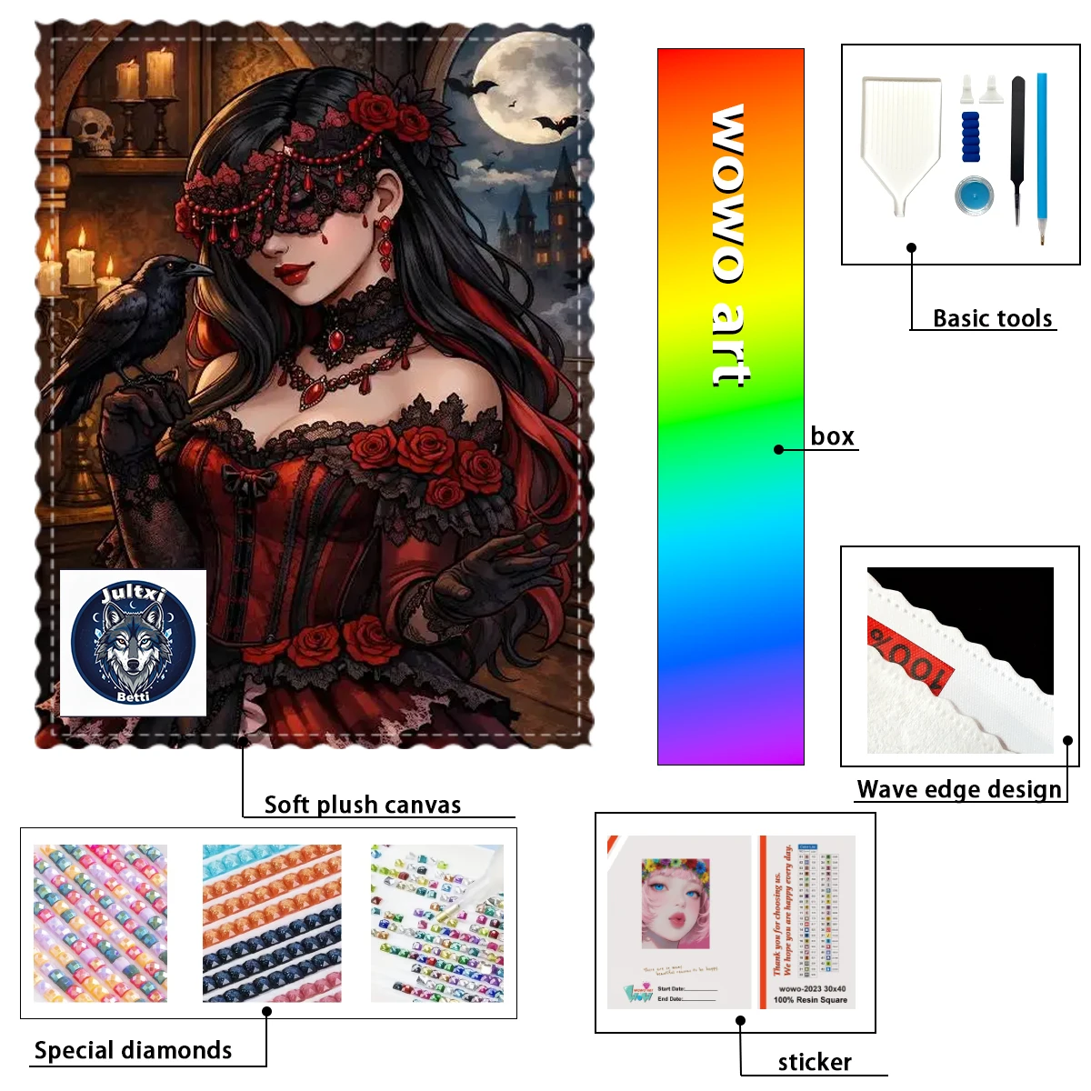 

【Betti_ Diamond Art】Девочка в кружеве, Девочка и ведьма, стразы AB, стразы FD, идеальные полимерные стразы