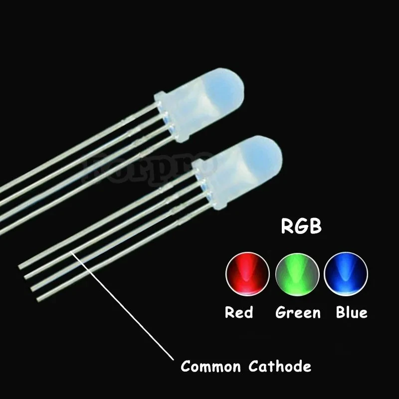 1000PCS 5MM  Clean/Matte 4 Pins  LED Lamps  red Blue green common cathode led  Total negative RGB LED Electronic components