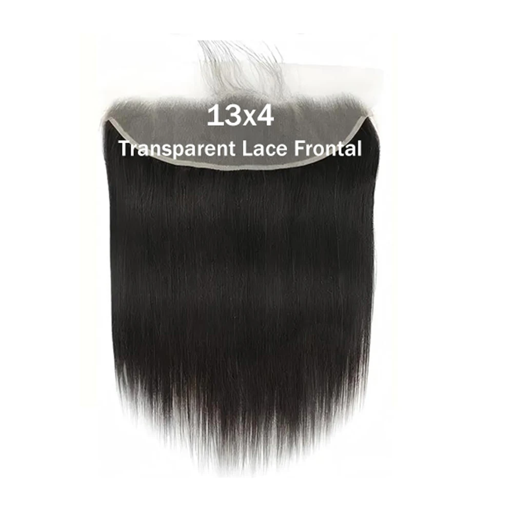 Straight 13x4 Lace Frontal Only 100% Human Hair Transparent Swiss Lace Brazilian Remy Hair Weave Pre-Plucked With Baby Hair