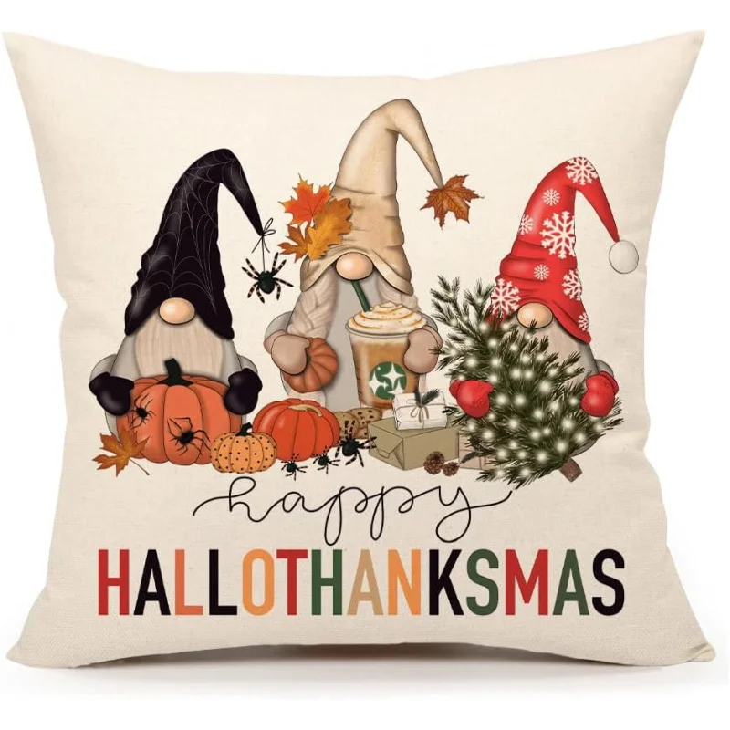 Christmas Dwarf Pattern Pillowcase 20x20 Autumn Sofa Harvest Holiday Farmhouse Home Decoration