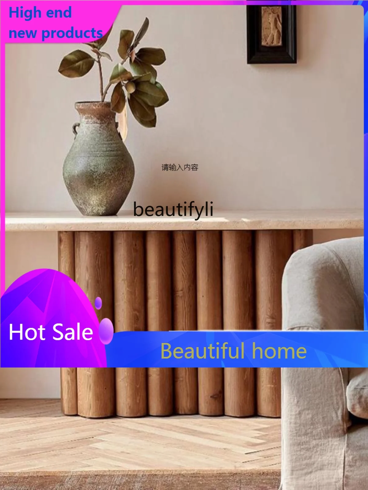 

Italian light luxury entry entrance table against the wall decorative strip villa marble entrance table