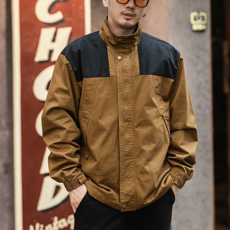 

American Style Workwear Jacket Men's Spring Autumn Casual Large Size Trendy Brand Collared Hunting Cotton Jacket Retro