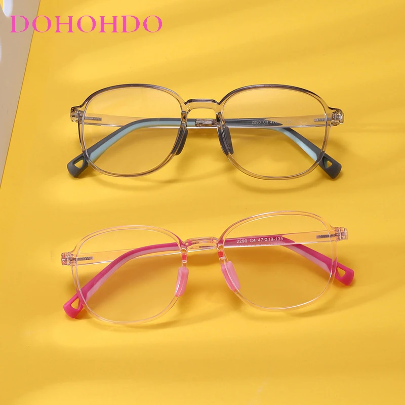 Children Anti Blue Light Glasses Silicone Nose Pads Round Kids Ipad Tablet Handphone Gaming Computer Without Graduation Glasses