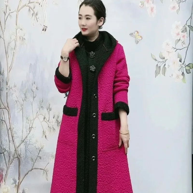 New hooded coat autumn winter, fashionable and stylish. Age reducing, slim  meat blocking Middle aged women's windbreaker jacket