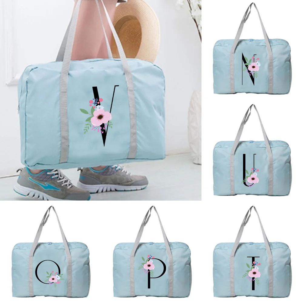 

Minimalist Lightweight Travel Handbag Flower and Black Letter Series Large Capacity Handbag Vacation Fitness Portable Handbags