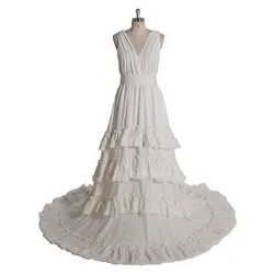 YEWEN-Vestido largo de algodón sin mangas para sesión de fotos, traje de maternidad para sesión de fotos, con volantes en capas, elegante y bohemio, YW240086