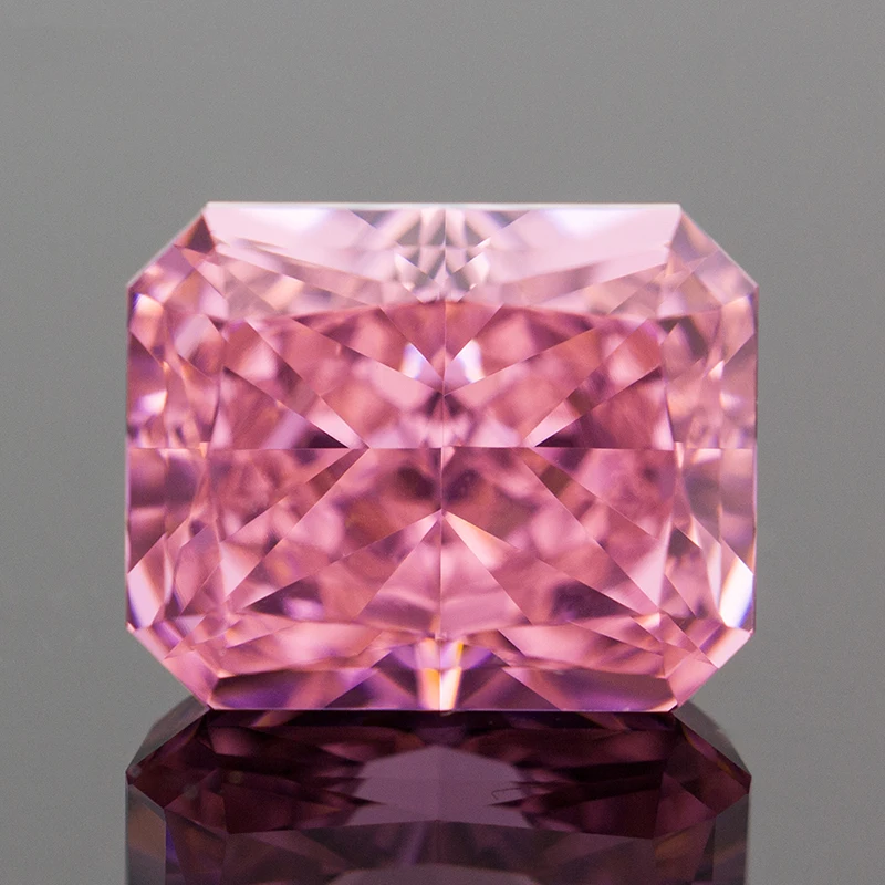 Cubic Zirconia Crushed Ice Cut Rectangle Shape Pink Color Charms Loose Stones Used for DIY Jewelry Making Inlay Main Materials