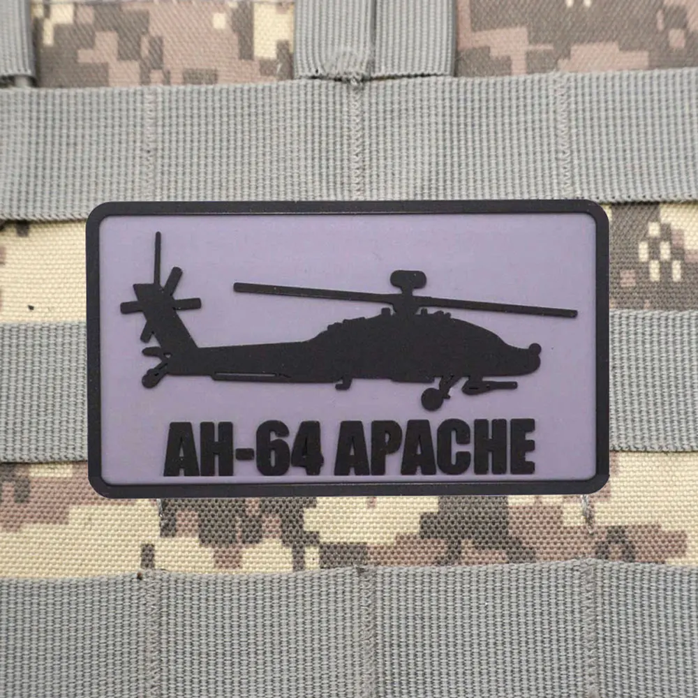 PVC AH-64-APACHE Aircraft Military Tactical  Patches Armband Backpack Badge with Hook Backing for Clothing