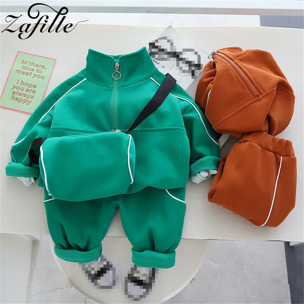 ZAFILLE 1-5Y Spring Autumn Children's Clothes Set Zipper Coat+Pant And Bag Boys Tracksuits Handsome Toddler Costume Baby Suits