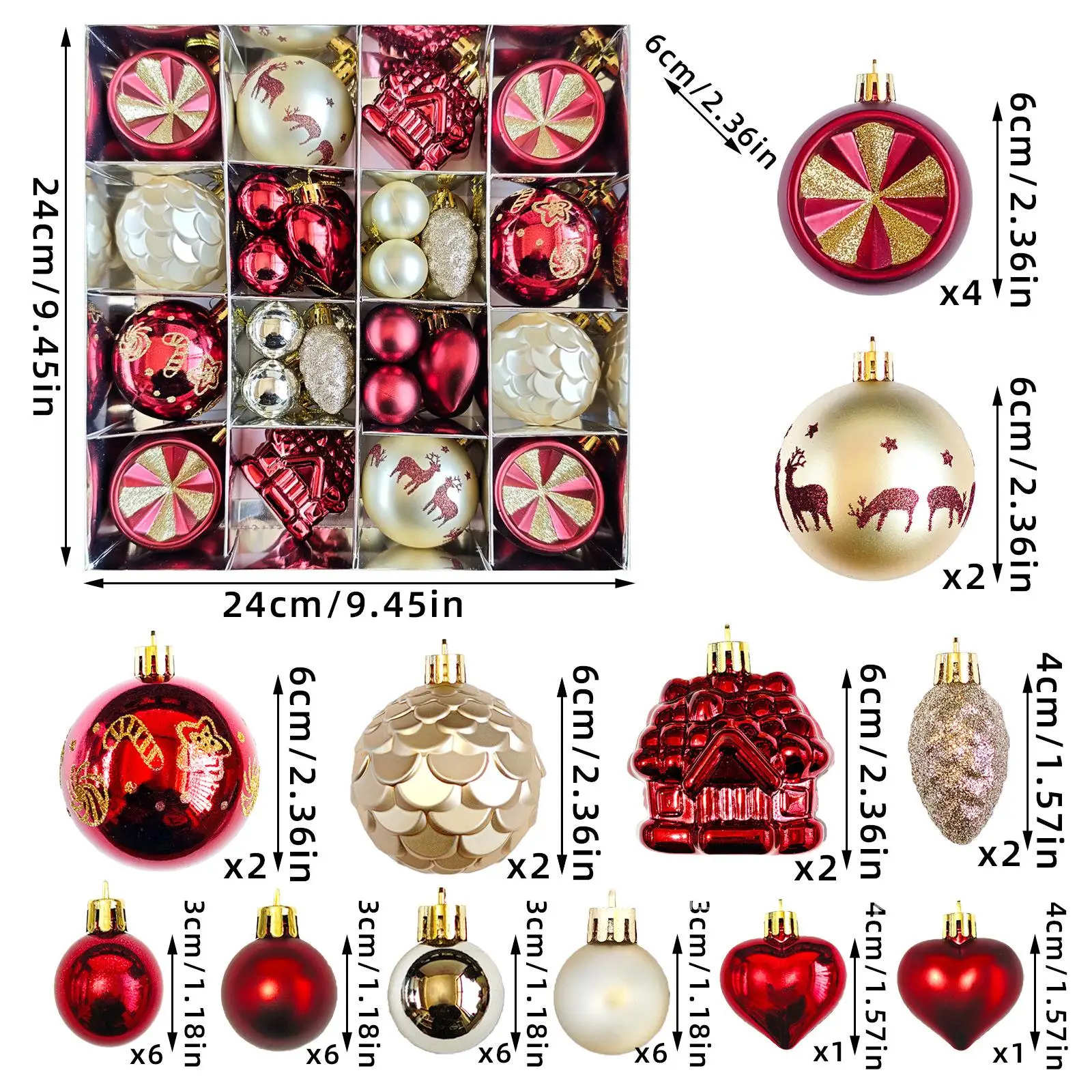 

U Christmas Tree Decoration Electroplating Alien Snowflake House Love Star Plastic Painted Christmas Ball Pendant