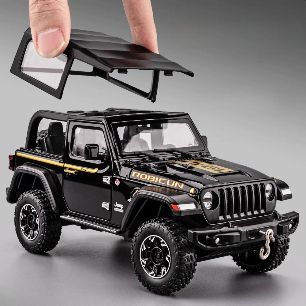 Wrangler Rubicon Land Cruiser LC80 SUV, modèle en alliage moulé sous pression, jouet de voiture, son et lumière, véhicule Miniature, cadeau d'anniversaire pour enfant, 1:24