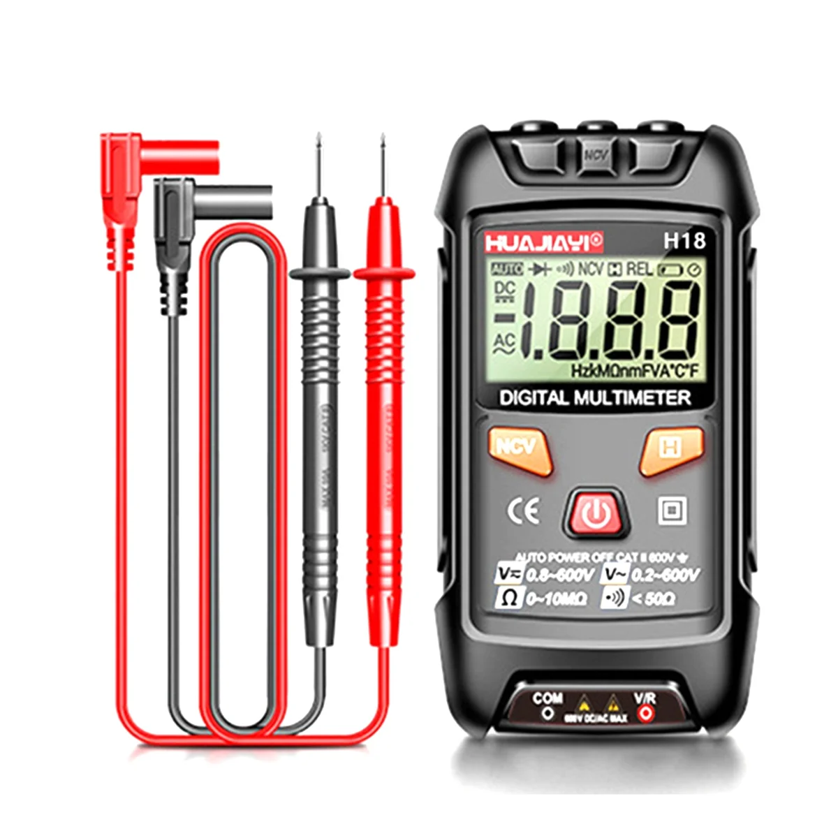 [Em estoque] H18 Mini Multímetro Digital Medidor de Tensão 1999 Contagens Multimetro Ohm NCV Ferramentas Elétricas Preto