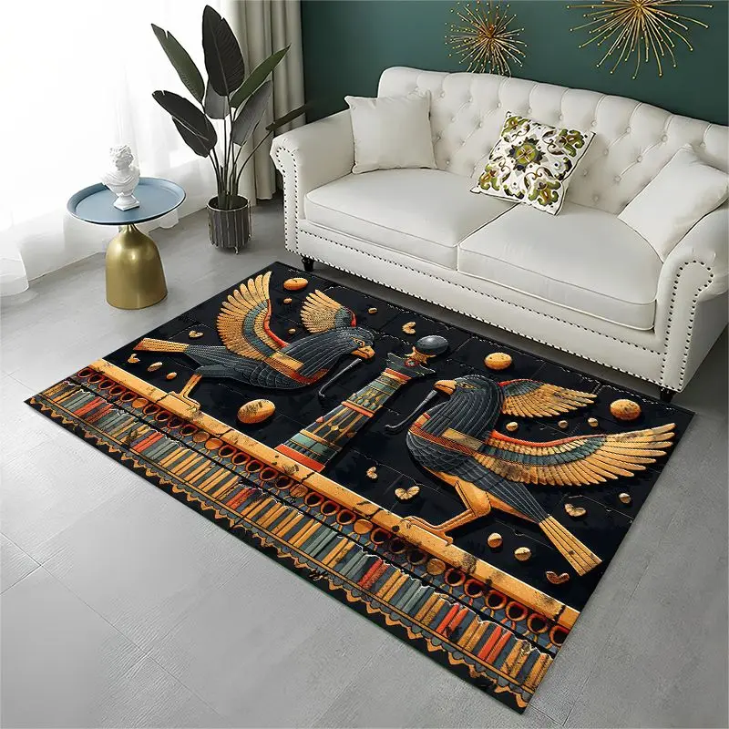 Retro Egyptian Mural Hieroglyphics Symbol Area Rug Non-slip Carpet for Bedroom Living Room Sofa Doormat Home Decor Floor Mat