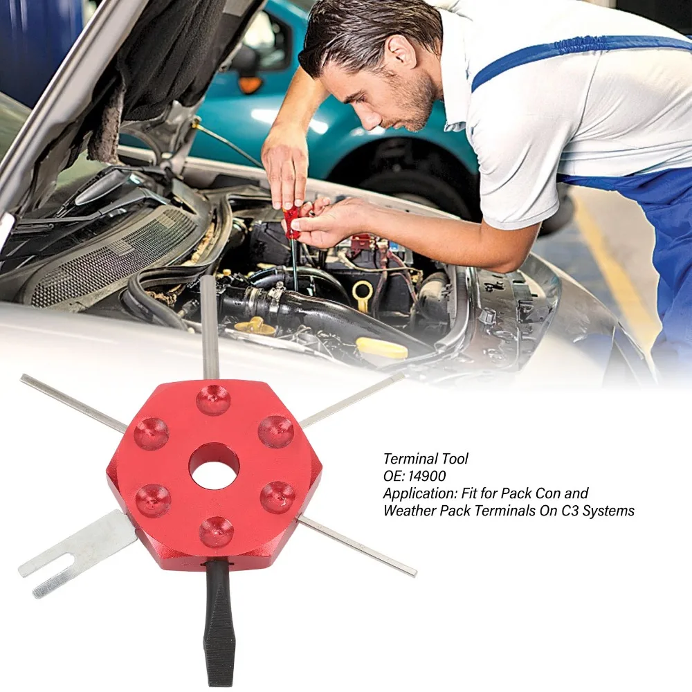 Red Terminal Release Tool 6 Pin Universal Wire Harness Pin Remover Multi Terminal Insertion Tool Automotive/Motorcycle/ATV/UTV