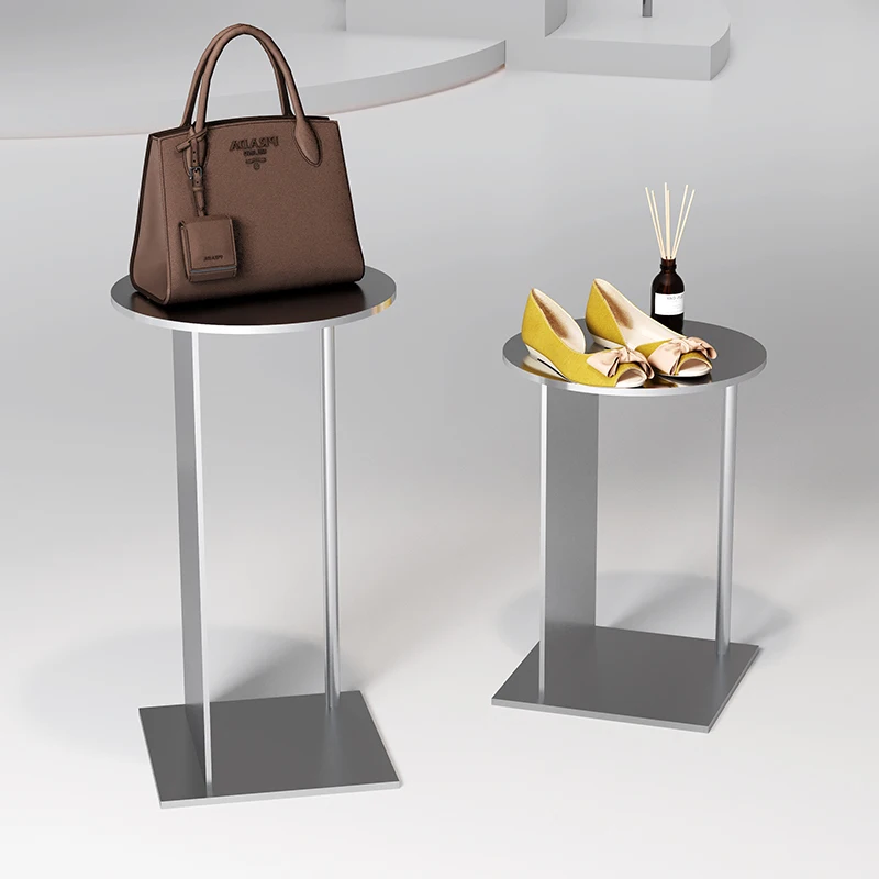 معرض الفولاذ المقاوم للصدأ عرض الجدول تدفق الجدول بوتيك عرض الرف متجر الأحذية نافذة زخرفة متجر الملابس عرض الجدول