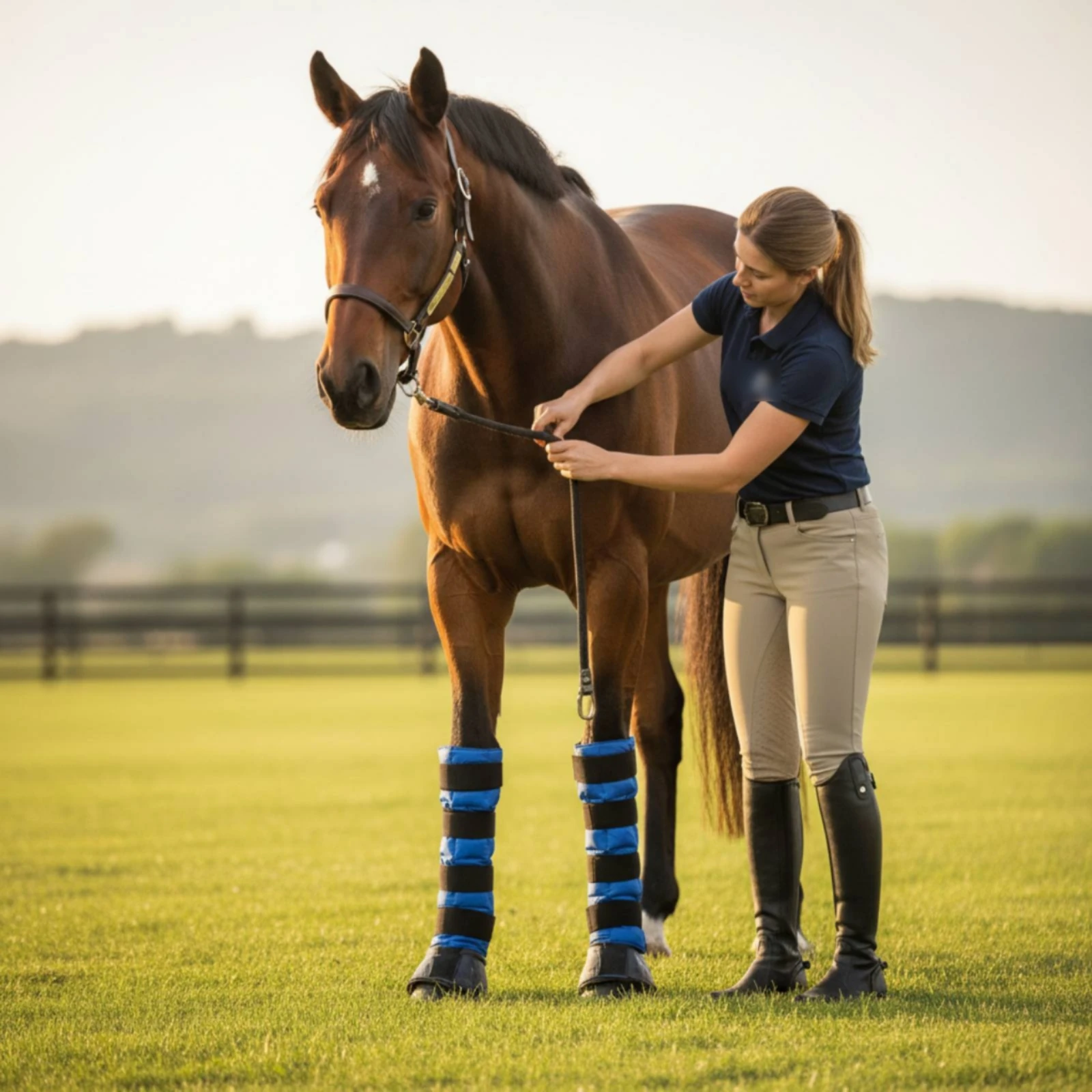 Equine Shin Guard Protective Leg Wrap Wrap-around Lightweight Shin Guard Sleeve for Post-activity Cooling