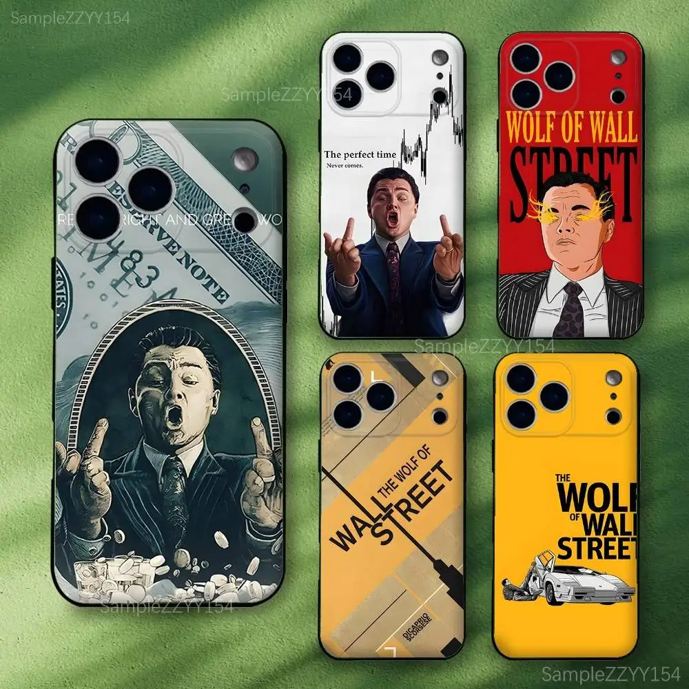 حافظة هاتف W-Wolf Of Wall Street لهاتف iPhone 17,16,15,14,13,12,Pro,Max,Plus,E,SE4,Air,Mini Black Soft Funda