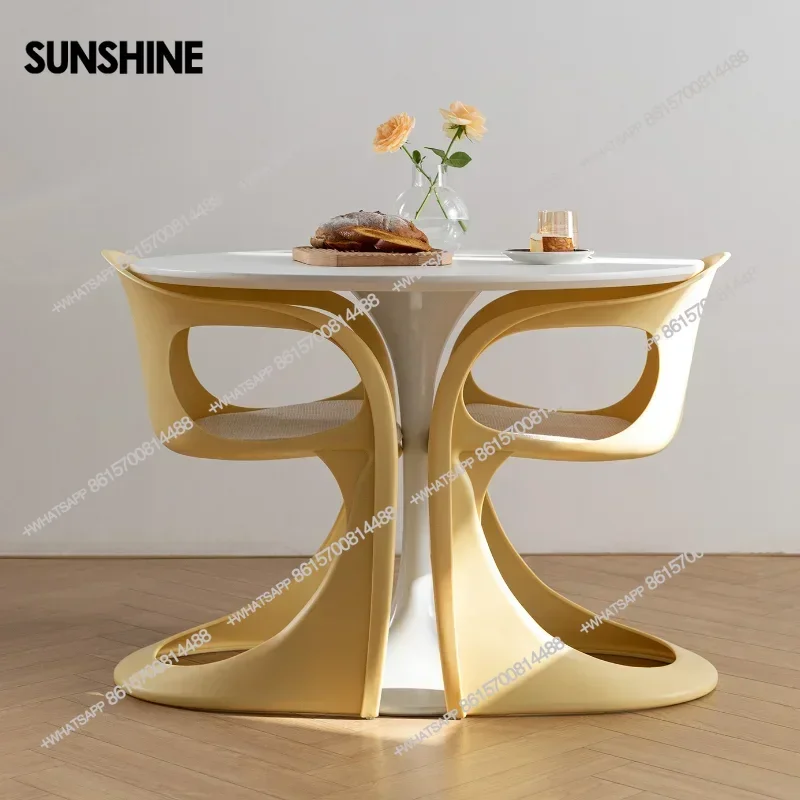 

Nordic Simple Design Art Curved Chair Home Balcony Backrest Living Room Dining Room Chair Home Decor Bedroom Dressing Chair FT