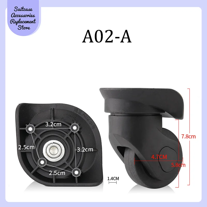 For Hongli A02 Smooth Silent Shock Absorbing Wheel Accessories Wheels Casters Universal Wheel Replacement Suitcase Rotating