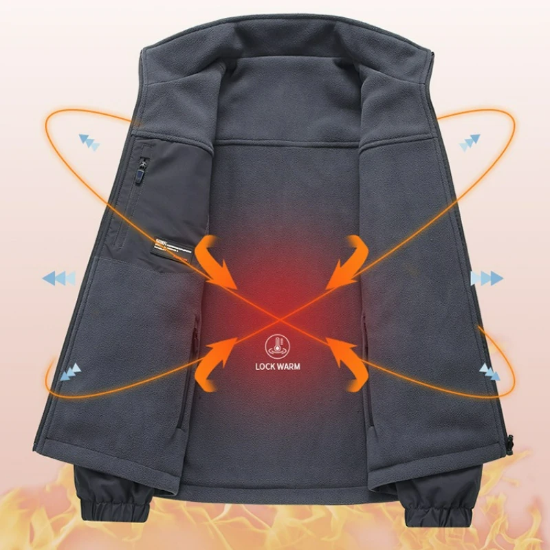 سترة شتوية دافئة من الصوف للرجال بياقة واقفة للمغامرة الخارجية سترة مبطنة مقاومة للماء سترة عصرية مزدوجة الجوانب مقاومة للبرودة