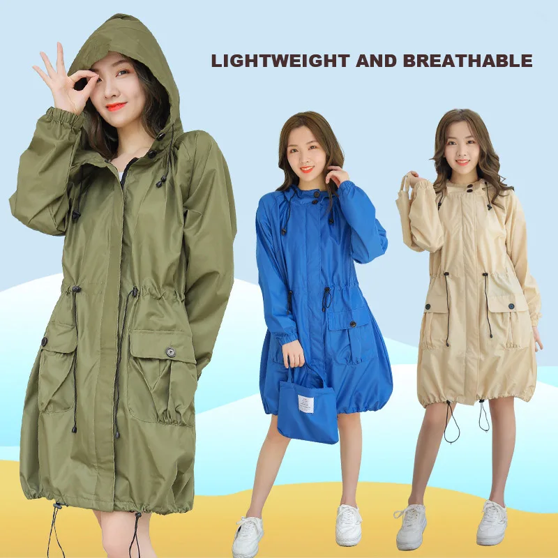 Raincoat Women Waterproof Jacket Hooded Windbreaker Lightweight Raincoats with Zipper Outdoor Hiking Travel Fishing Rain Coat