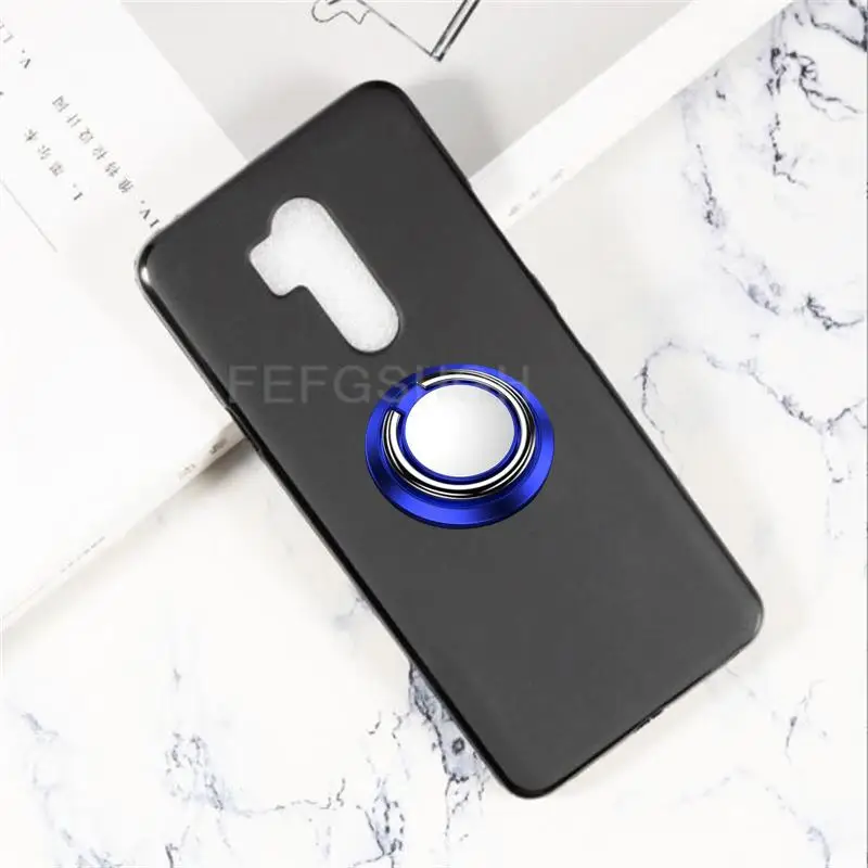 For LG G7 ThinQ G710EM G710PM G710VMP G710ULM G710EAW Back Ring Holder Bracket TPU Soft Silicone protect Case Anti falling shell