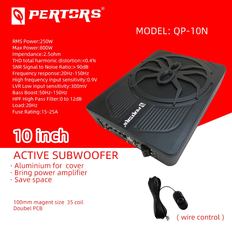 

Car Audio Active Subwoofer Car Seat Subwoofer Amplifer QPERTORS QP-10N 10inch Woofer