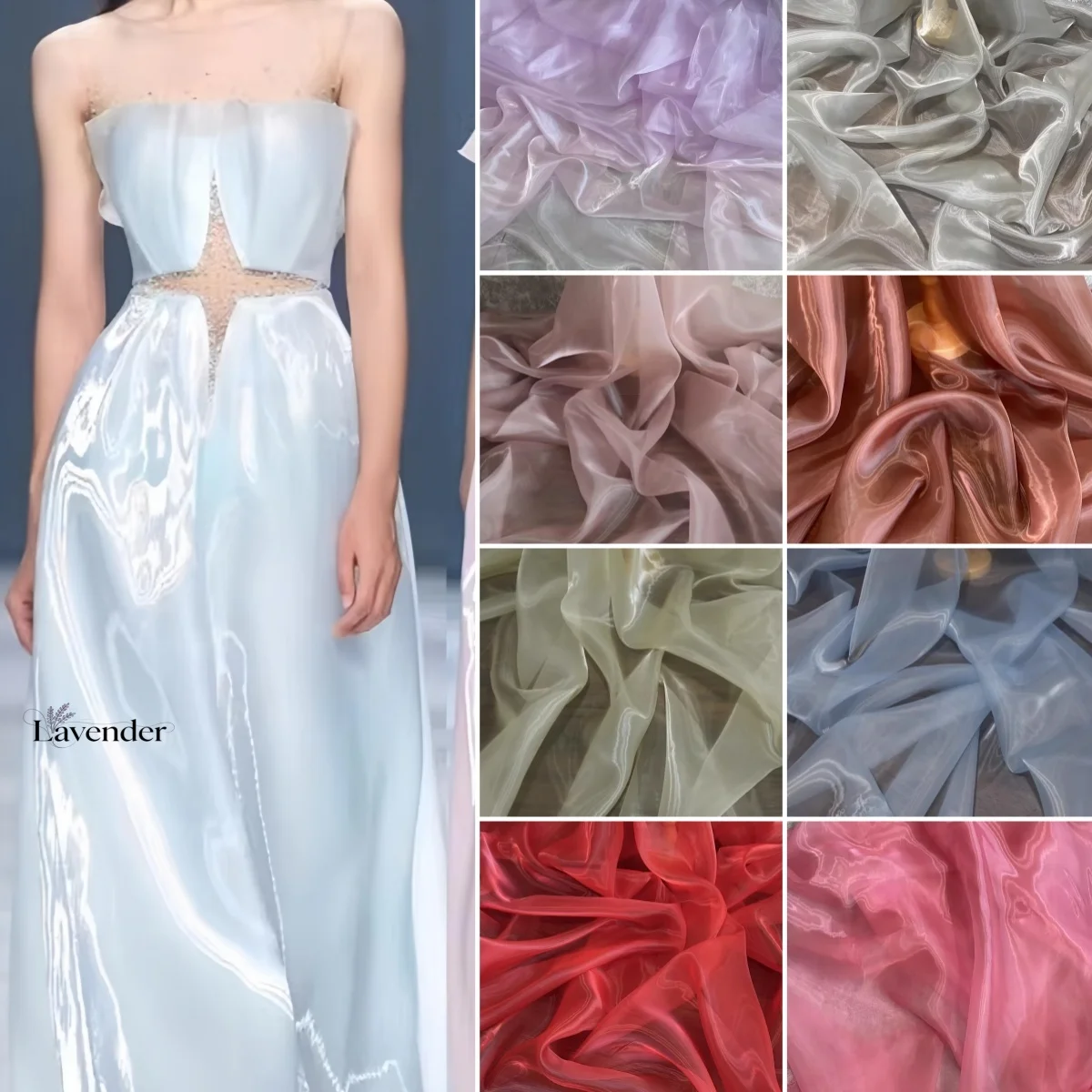 

Liquid water light yarn soft and silky organza fabric sewing stage clothing DIY background decoration design fabric