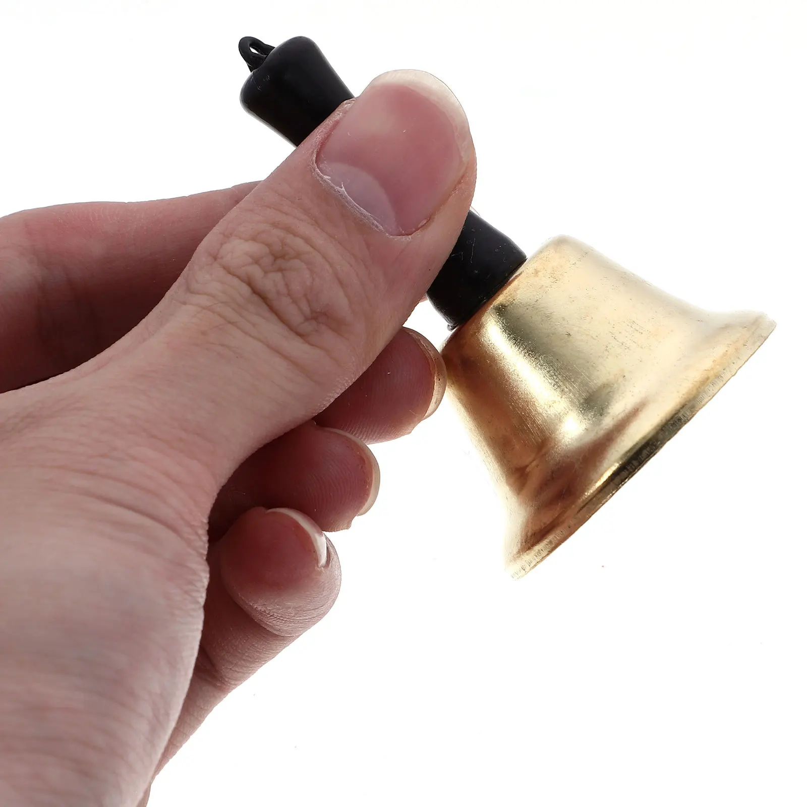 

2Pcs Golden Handbell Metal Percussion Instrument Lightweight Clear Sound Portable Shake Bell for Home School Hotel Festival