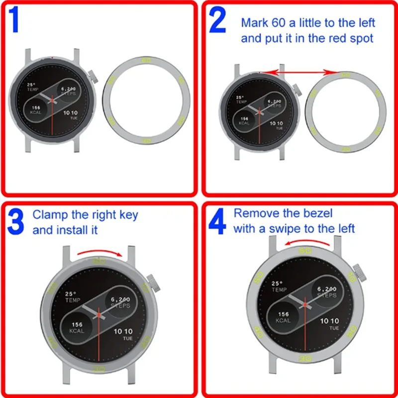 AA08-Metal Lunetta Anello Protezione in metallo Cassa dell'orologio Coperchio del cinturino Pellicola in vetro temperato Orologio Lunetta Shell per CMF By Watch Pro 2