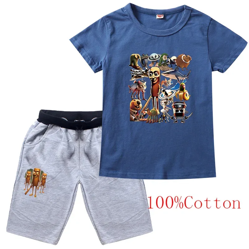 ملابس الاطفال تونغ تونغ ساهور الصيف طفل الفتيان تي شيرت دعوى باب الفتيات قصيرة الأكمام تي شيرت + السراويل 2 قطعة مجموعة